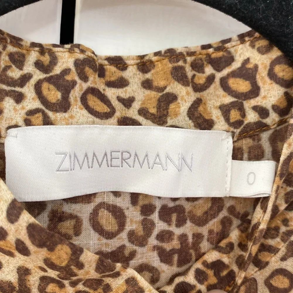 Zimmerman Empire Tiered Dress in Spliced Animal Print in Brown Maxi Dress Size 0 - Picture 12 of 13